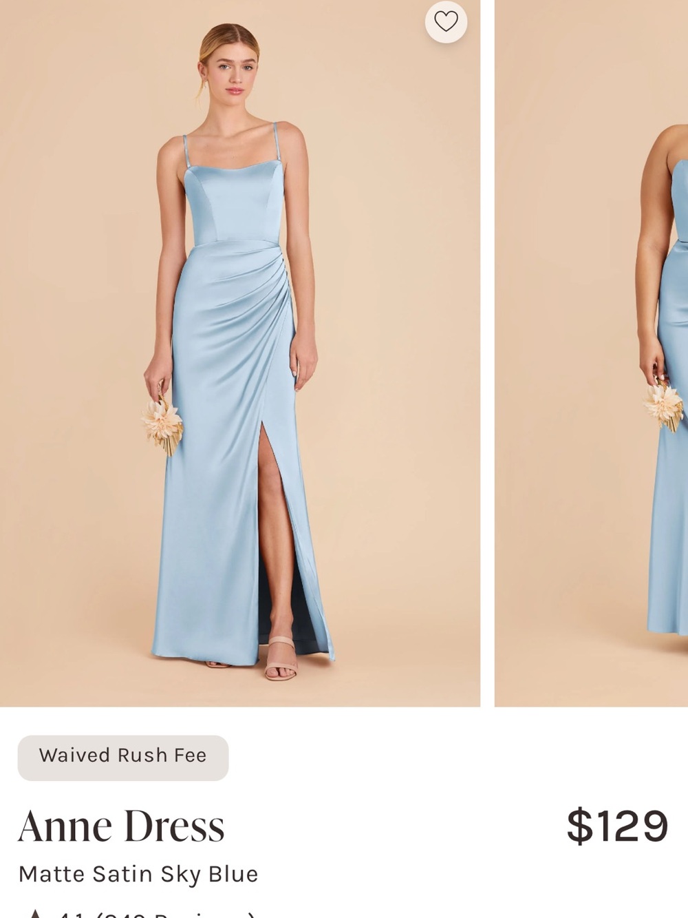 Birdy Grey Anne Dress in Sky Blue Matte Satin